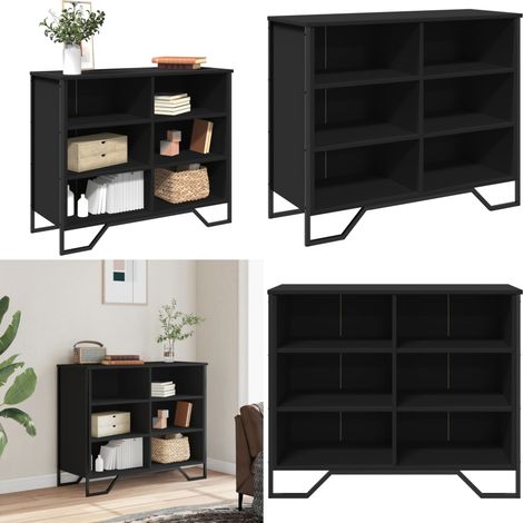 vidaXL Buffet noir 91x35,5x74,5 cm bois d’ingénierie (1/5)
