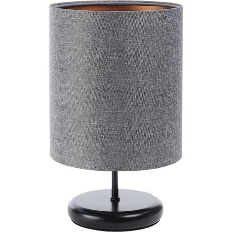 Lampe de chevet Marengo - Tissu graphite gris anthracite, intérieur cuivré, pietement noir (1/5)