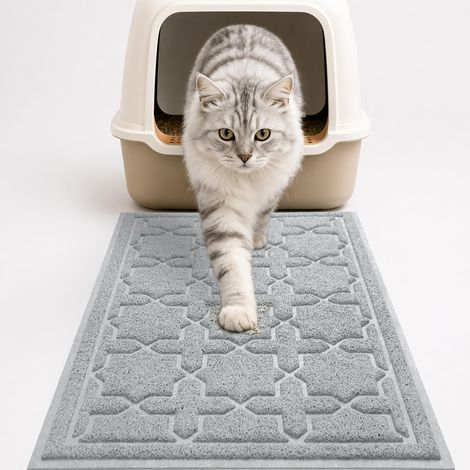 Tapis de litière pour Chat XL Jumbo 90 x 60 cm, Facile à Nettoyer, antidérapant, résistant à l'eau, pièges pour litière d'animaux domestiques, Tapis de Sol Doux, sans phtalate (1/5)