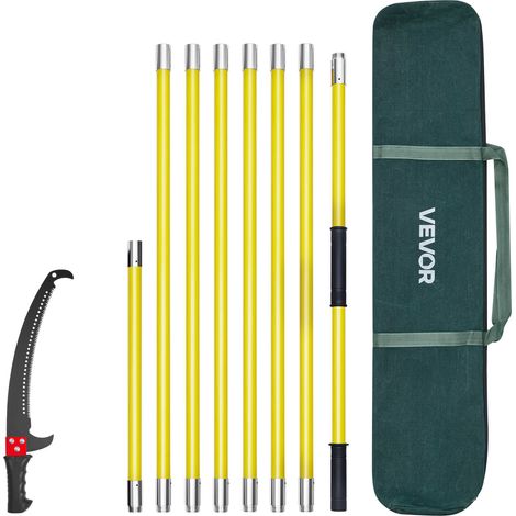 VEVOR Sierra de Pertiga Manual, Podadora de Árboles Extensible de 117-800 cm, Hoja de Acero de 65 Mn, Mango Ligero de Fibra de Vidrio, Sierra de Doble Gancho para podar Ramas Altas y Arbustos (1/5)