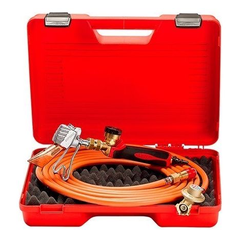 Guilbert Express – Valisette de couvreur avec détendeur 2 bar – Tuyau 4,75 m – Manche à raccord 3/8" tournant coudé rapide – Lance et panne turbo 778