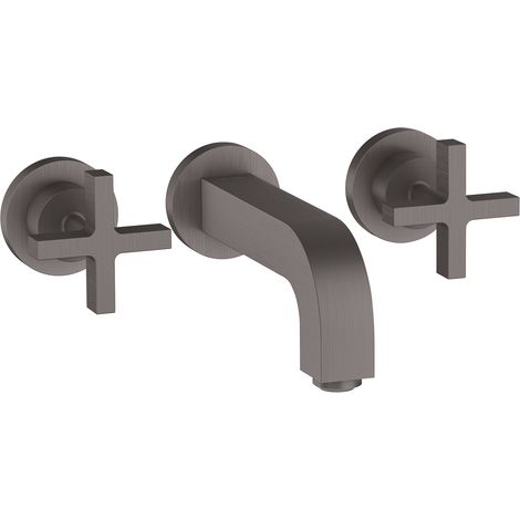 Robinet de lavabo à 3 trous AXOR CITTERIO DN 15 UP avec poignée croisée en aluminium 162 mm et rosace brune (1/3)