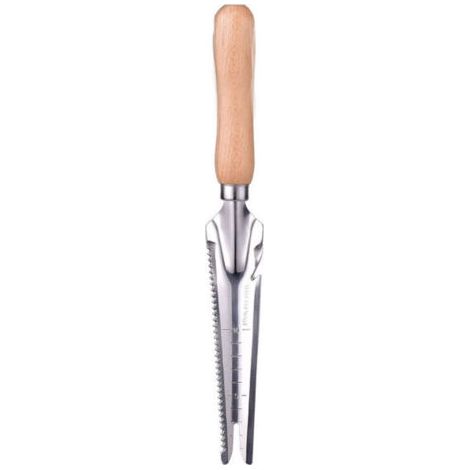 Pair Outil de désherbage manuel avec poignée en bois et tête en acier inoxydable avec mesure, extracteur de désherbage pour désherber, planter des légumes, des fleurs, creuser, élager (1/3)