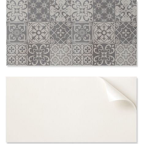 Panel de vinilo decorativo para cocina o ba帽o, 100x50 cm, dise帽o de azulejos en disposici贸n de 3x3.