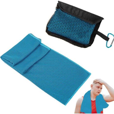 Asciugamano rinfrescante - Asciugamano sportivo/da palestra - Stile di vita attivo - Asciugatura rapida e traspirante - 15x12 cm (inclusa custodia) - Blu (1/5)