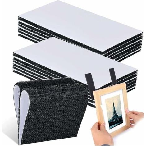 Adhesif Double Face Extra Fort Scratch Autocollant Double Face Rubans Adhésifs Bande Scratch Adhésive Bande Auto-Adhésif Bande Noir,20Pcs (1/5)