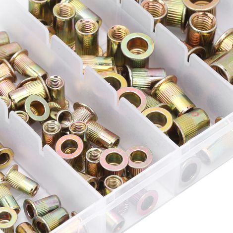 150 pièces d'écrous à sertir en alliage de zinc M3 M4 M5 M6 M8 M10, accessoires de quincaillerie et boulonnerie (1/5)