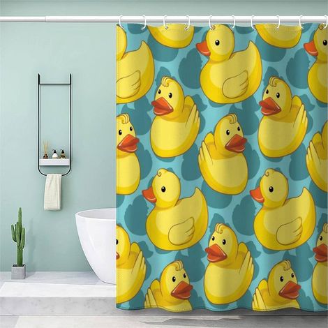 Canard Jaune Rideau de Douche 120x180cm Animaux Mignons Tissu Polyester Anti Moisissure Rideau de Bain avec 12 Crochets pour Baignoire Salle de Toilette Imperméable Salle De Bains Rideau (1/5)