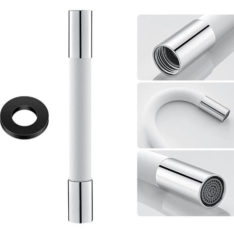 Prolunga per rubinetto da 20 cm, tubo flessibile per rubinetto da cucina, aeratore girevole a 360° regolabile (bianco) (1/4)