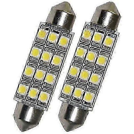 Lot de 2 ampoules LED SMD 3528 pour plafonnier de voiture, 42 mm, blanc, SZRH AF