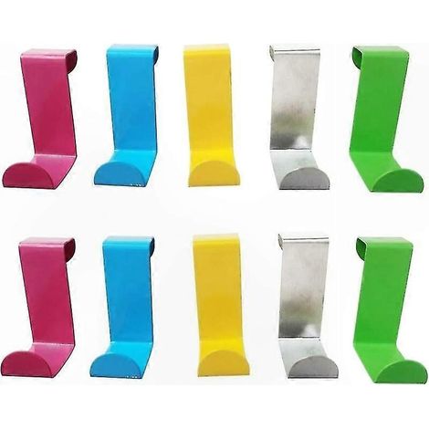 Lot de 10 crochets réversibles, patères multifonctions pour porte de meuble et chaise, usage cuisine, salle de bain, bureau et maison (1/2)