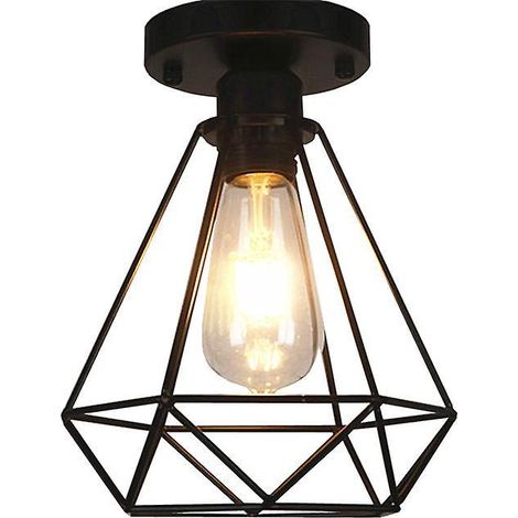 noir, 1 Pack-plafonnier Industriel E27 Lustre, Vintage Luminaire Mtal Cage, Rtro Suspension Clairage Plafond 160mm Max.40w Abat-jour Pour Salon Cu (1/5)