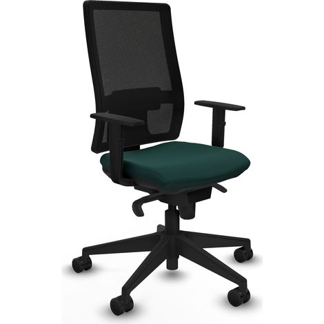 Horna sincro malla negra similpiel verde botella brazos 1D base piramidal  ruedas 65mm nailon (1/5)
