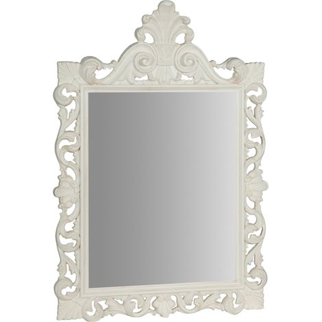 Espejo de pared de colgar  DE MADERA EN ACABADO ANTIGUO BLANCO HECHO EN ITALIA (1/5)