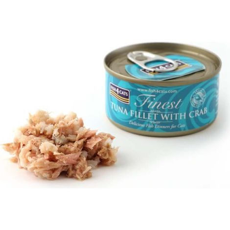 Fish4Cats - Filetes de atún con cangrejo - Comida húmeda para gatos 70 g