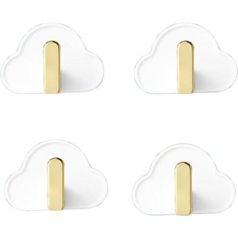 Set di 4 ganci da parete a forma di nuvola, ganci autoadesivi a forma di nuvola per bambini, ganci portasciugamani, bianchi, non richiedono foratura (1/5)