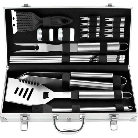 20-teiliges Grillset – Grillbesteck aus Edelstahl im Aluminiumkoffer – Grillwerkzeugset (1/5)