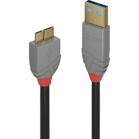 LINDY USB-Kabel USB 3.2 Gen1 USB-A Stecker, USB-Micro-B 3.0 Stecker 1.00 m Schwarz 36766