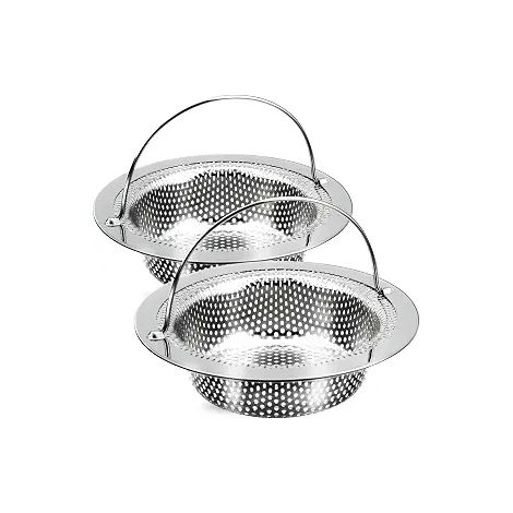2 cestas de extrusión de acero inoxidable para fregadero, protector de desagüe de malla fina para cocina, diseño resistente a la humedad y al óxido, apto para lavavajillas y de alta resistencia. (1/5)