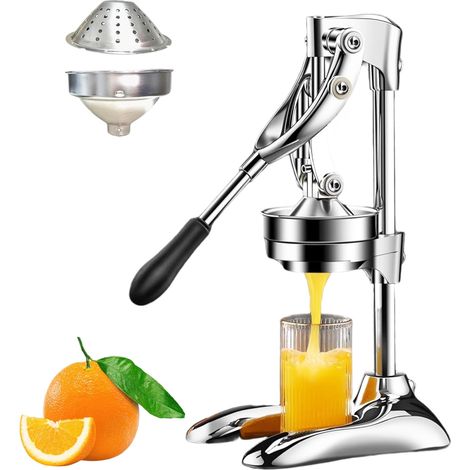 Presse-Agrumes Manuelle,Presse À Levier,Démontable,Argent Filtre Inox 304, Facile À Utiliser, Base Stable, Pour Agrumes Et Fruits, Rendement En Jus Élevé (1/5)