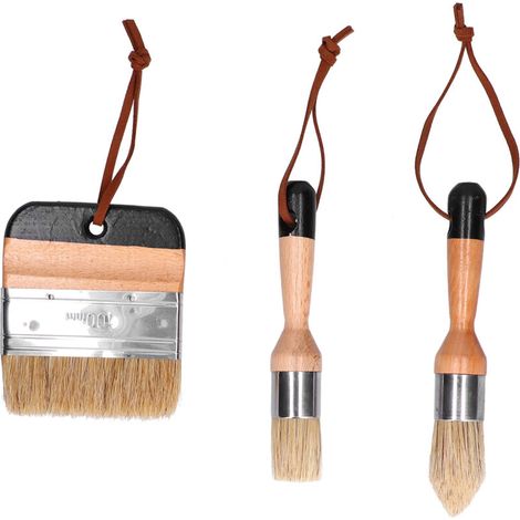 Pinceau, 3PCS Peinture Cirage Pinceaux Gommage et Pinceaux Ronds pour Meubles en Bois Décor À La Maison (1/5)