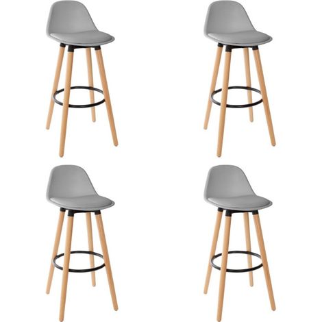 Lot de 4 Chaises de Bar "Maxon" 91cm Gris (1/3)