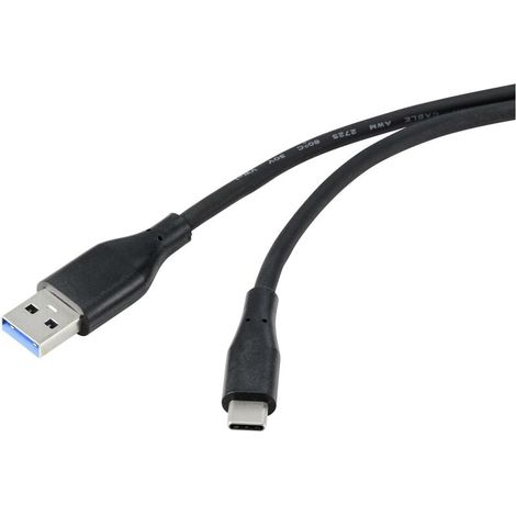 Trywise Câble USB USB 3.2 Gen1 (USB 3.0) USB-A mâle, USB-C® mâle 3.00 m noir gaine en PVC, très flexible RF-4995178 W043602 (1/4)