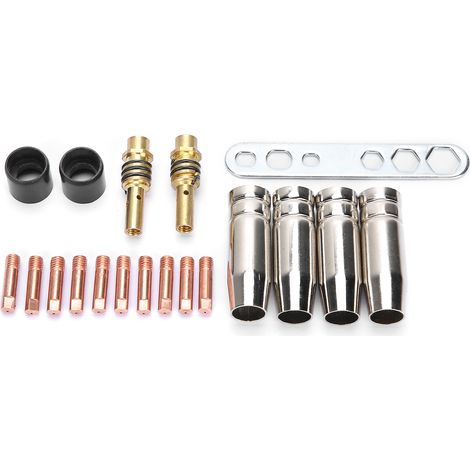 Kit 19 pièces accessoires soudure chalumeau, buses et pointes de contact pour poste MIG Binzel 15AK, torche de soudage, embouts adaptés, ensemble complet (1/5)