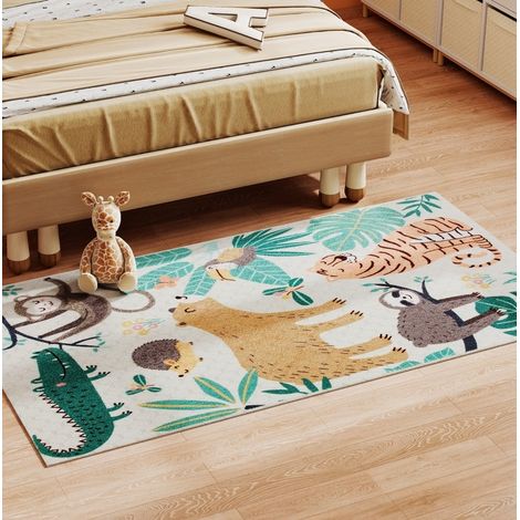 Teppich mit Dschungelmotiv 150 x 80 cm aus Polyester, cremefarben, mehrfarbig MODENUIT (1/4)