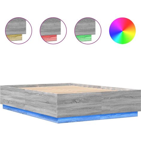 Maison Exclusive - Estructura cama con luces LED madera gris Sono