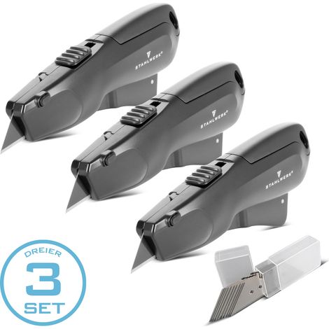 STAHLWERK Coltello da taglio UCM-19 ST set di 3 lame incl. 10 lame a cambio rapido