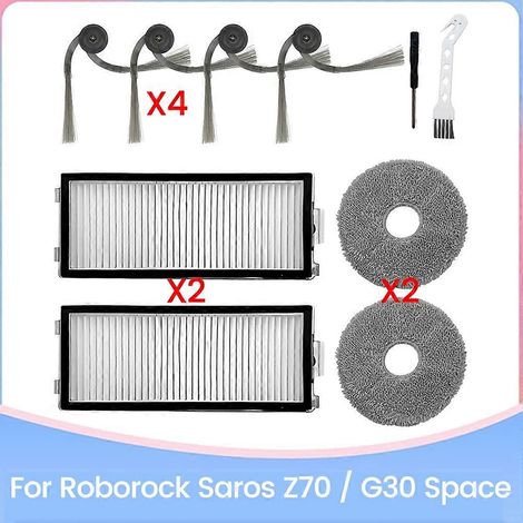 Lot de 10 pièces de rechange pour aspirateur robot Saros Z70 / G30 Space : brosses latérales et filtre HEPA (1/5)
