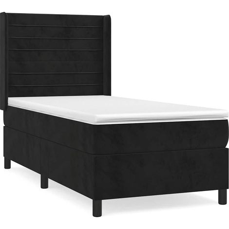 Maison Exclusive - Giroletto a Molle con Materasso Nero 90x200 cm in Velluto (1/5)