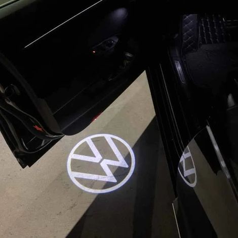 Lot de 2 projecteurs de bienvenue décoratifs LED pour portières de voiture, compatibles avec VW Passat B6 B7 Sharan CC Golf 5 6 7 Jetta Scirocco 3 Tiguan EOS (blanc).