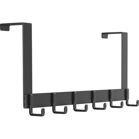 Porte manteau à suspendre pour porte avec 6 crochets – Charge maximale 20 kg – Conception double crochet – Aluminium noir pour cuisine, chambre, salle de bain