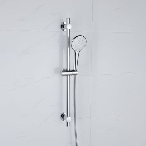 Adema Sparkle 2.0 Jeu de barre de douche - barre de douche 70cm - douchette ronde - flexible de douche métallique - chrome
