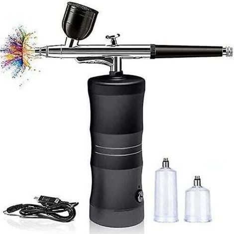 Kit compresseur aérographe portable, mini aérographe sans fil pour peinture, tatouage, nail art, mode, maquillage, décoration de gâteaux, coiffure (1/4)