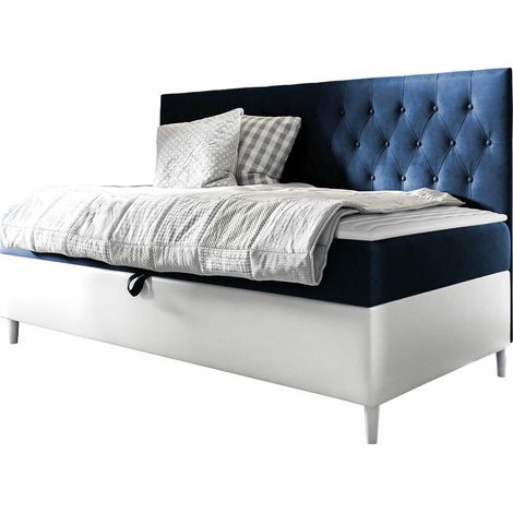 Cama continental Lucus II, Soft 017 + Fresh 11, Individuales, Continental, 90x200, Cuero ecológico, Tapiz, Somieres, 98x202x115cm