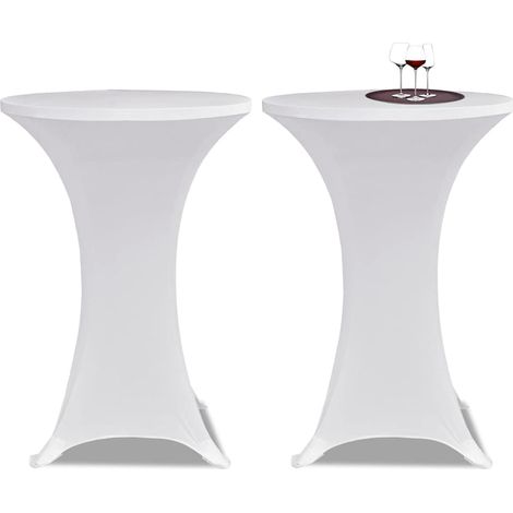 vidaXL Mantel cubierta elástica de mesa alta Ø 60 cm Blanco 2 unidades (1/5)