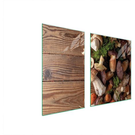ASSIETTE EN VERRE et PLANCHE À DÉCOUPER 100x52 CHAMPIGNONS (1/5)