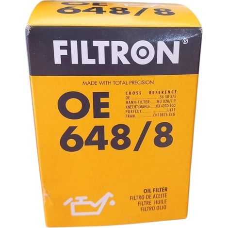 Filtro olio motore marca filtron codice filtro oe 648/8