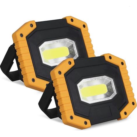 Projecteur LED rechargeable 30 W 2000 lm pour chantiers, avec 4 batteries, 3 modes d'éclairage, lanterne portable USB, projecteur LED pour camping et construction. (1/5)