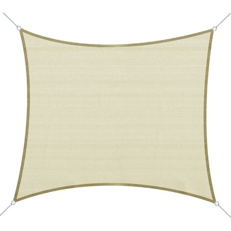 Outsunny Voile d'ombrage rectangulaire 3 x 4 m en HDPE 185 g/m² Résistant aux UV Installation facile avec œillets en métal Coloris crème (1/5)