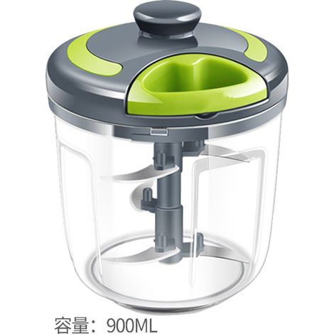 Picadora manual de alimentos, licuadora de mano de 900 ml con 5 cuchillas de acero inoxidable, cortador de cebolla multifuncional para cortar tomates, ajo, cebolla y verduras. (1/5)