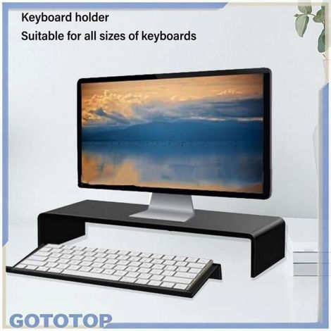 Support de clavier d’ordinateur incliné en acrylique Support de clavier d'ordinateur incliné en luminaire linge Noir (1/4)