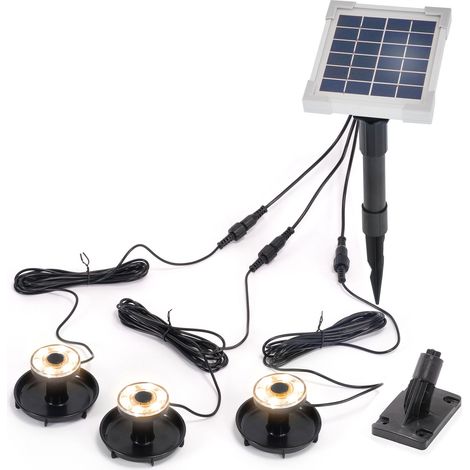 esotec Solar Über- und Unterwasserstrahler, 3 Spots warmweiß, IP68, 101401