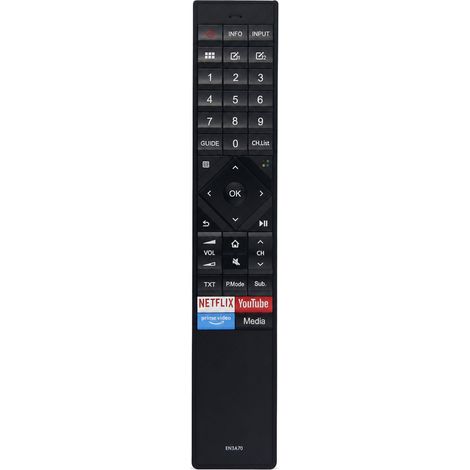 Télécommande TV compatible VU et Hisense EN3A70 avec raccourcis Netflix, YouTube et Prime Video (1/5)