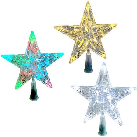 Étoile transparente à cinq branches à LED pour sapin de Noël, décorations pour sapin de Noël et couronne de Noël (1/5)