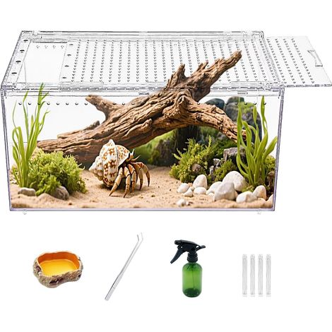 Reptile Growth Terrarium pour Reptiles en PC, enclos pour Tarentule, Aquarium pour araignée 40 x 25 x 20 cm, enclos pour lézard, Aquarium d'élevage pour Insectes, Poissons, tarentules, crabes ermites (1/5)