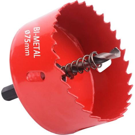MINKUROW Sega a tazza bimetallica, sega a tazza per legno Ø75mm, punta per centraggio sega a tazza, per forare plastica, PVC, legno, pannelli di fibra, metallo morbido (1/5)